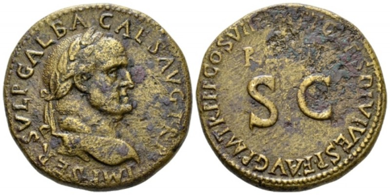 Divus Galba. Sestertius circa 79-81, Æ 35mm., 25.38g. IMP SER SVLP GALBA CAES AV...