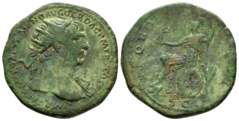 Trajan, 98-117 Dupondius circa 103-111, Æ 26.5mm., 12.71g. IMP CAES NERVAE TRAIA...