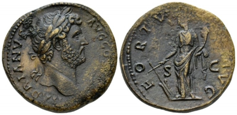 Hadrian, 117-138 Sestertius circa 134-138, Æ 32.5mm., 21.75g. Laureate head r. R...