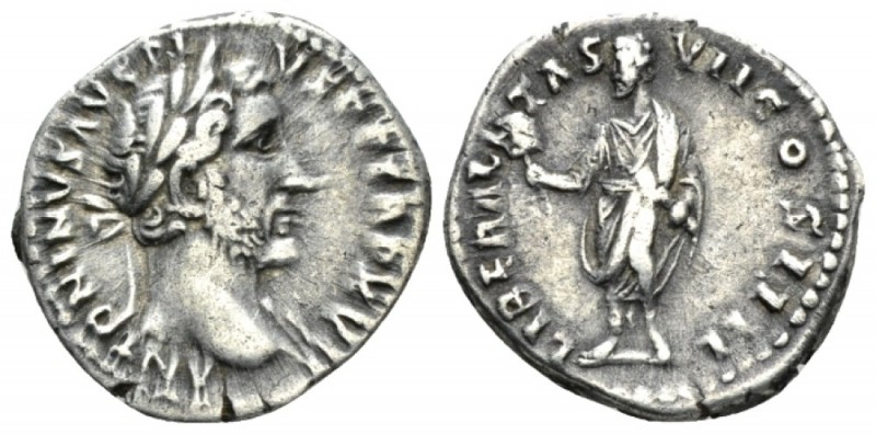 Antoninus Pius, 138-161 Denarius circa 154, AR 19mm., 3.30g. Laureate head r. Re...