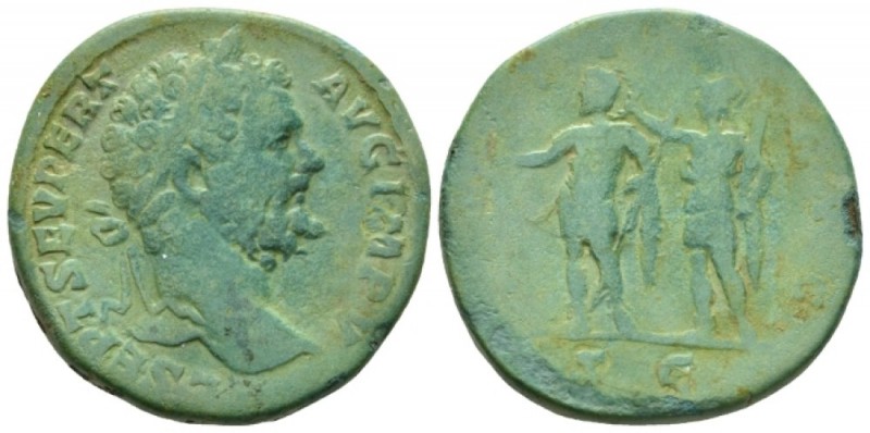 Septimius Severus, 193-211 Sestertius circa 195, Æ 29.5mm., 19.93g. Laureate hea...