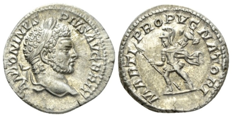 Caracalla, 198-217 Denarius circa 212-213, AR 19mm., 3.23g. Laureate head r. Rev...