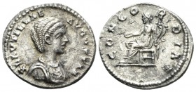 Plautilla, wife of Caracalla Denarius Laodicea ad Mare circa 202-205, AR 20.5mm., 2.18g. PLAVTILLAE AVGVSTAE Draped bust r. Rev. CONCORDIAE Concordia ...