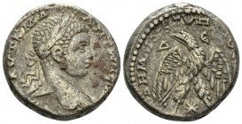 Elagabalus, 218-222 Tetradrachm circa 218-222, AR 24.5mm., 14.91g. Laureate head r. Rev. Eagle standing facing with spread wings, head and tail l., ho...