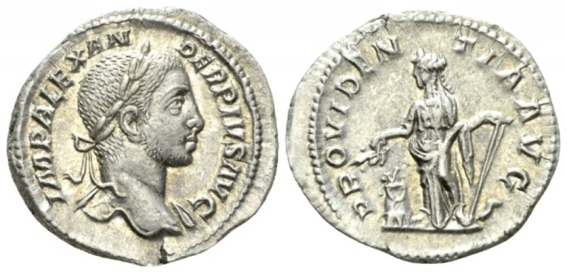 Severus Alexander, 222-235 Denarius circa 232, AR 20.5mm., 3.30g. Laureate bust ...