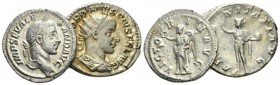 Severus Alexander, 222-235 and Gordian III Denarius and Antoninianus circa 228-231, AR 20.5mm., 6.91g. IMP SEV ALE - XAND AVG Laureate head r. Rev. VI...