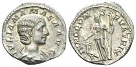 Julia Mamaea, mother of Severus Alexander Denarius circa 222, AR 19mm., 2.77g. IVLIA MAMAEA AVG Draped bust r. Rev. IVNO CONSERVATRIX Juno, diademed a...