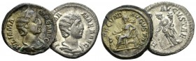Julia Mamaea, mother of Severus Alexander Lot of two denarii After 222, AR 20mm., 6.35g. IVLIA MAMAEA AVG Draped bust r. Rev. FECVND AVGVSTAE Fecundit...