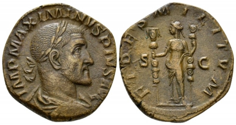 Maximinus I, 235-238 Sestertius circa 236-237, Æ 28.5mm., 16.29g. Laureate, drap...