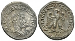 Philip I, 244-249 Tetradrachm circa 248, AR 26mm., 11.33g. Laureate, draped anc cuirassed bust r. Rev. Eagle standing r., with spread wings; holding c...