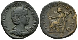 Otacilia Severa, wife of Philip I Sestertius circa 246, Æ 28.5mm., 19.35g. Draped bust r., wearing stephane. Rev. Concordia seated l., holding patera ...