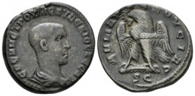 Herennius Etruscus Caesar, 249-251 Tetradrachm circa 251, AR 25mm., 10.98g. Bareheaded, draped, and cuirassed bust r.; below, ····. Rev. Eagle standin...