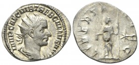 Trebonianus Gallus, 251-253 Antoninianus circa 251-253, AR 22.5mm., 2.86g. Radiate, draped and cuirassed bust r. Rev. LIBERTAS AVGG Liberty standing l...