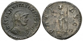 Maximianus Herculius, first reign 286-305 Antoninianus Lugdunum circa 293, billon 22mm., 3.25g. IMP MAXIMIANVS AVG Radiate, helmeted, and cuirassed bu...