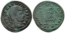 Maxentius, 306-312 Follis Rome circa 308-310, Æ 25.5mm., 6.71g. Laureate head r. Rev. Victory advancing l., holding wreath and palm; in exergue, RBP. ...