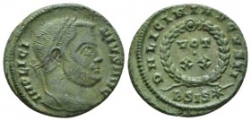 Licinius, 308-324 Follis circa 320-321, Æ 19mm., 3.02g. Laureate head r. Rev. D N LICINI AVGVSTI, VOT/•/XX within laurel wreath; in exergue, BSIS*. RI...