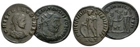 Crispus caesar, 317-326 and Constantius I Caesar, 293-305 Lot of two Follis Aquileia 317, Æ 19mm., 6.51g. CRISPVS NOB CAES Lureate draped and cuirasse...