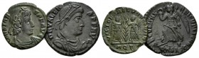 Decentius caesar, 351-353 and Constans, 347-348 Lot of two Æ Rome 351 - 352, Æ 20.5mm., 4.73g. MAG DECENTI-VS NOB CAES Draped and cuirassed bust right...