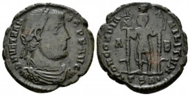 Vetranio, March – 25th December 350 Maiorina circa 350, Æ 24mm., 5.06g. D N VETRANIO P F AVG Laureate, draped, and cuirassed bust right. Rev. CONCORDI...