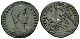 Constantius Gallus caesar, 351-354 Folliis Antioch 351 - 354, Æ 23mm., 5.12g. D N CONSTANTIVS NOB CAES Draped and cuirassed bust right. Rev. FEL TEMP ...