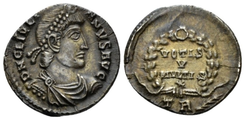 Julian II, 360-363 Siliqua Treveri 360-363, AR 18.5mm., 2.18g. D N C L IVLI ANVS...