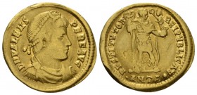 Valens, 364-378 Solidus Antioch circa 364-378, AV 21.5mm., 4.15g. D N VALENS – P F AVG Pearl-diademed, draped and cuirassed bust r. Rev. RESTITVTOR – ...