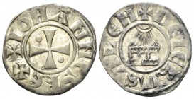 Acre, The Kingdom of Jerusalm. Jean de Brienne, King of Jerusalem, 1210-1212. Dragma or Dirhem or Gros 1212-1217, AR 21.5mm., 2.81g. Cross pattée with...
