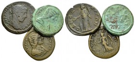 Thrace, Pautalia Julia Domna, wife of Septimius Severus Lot of three bronzes circa 193-217, Æ 22mm., 25.16g. Lot of three bronzes: Odessus Elagabalus,...