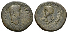 Bosporus, Kings of Bosporus Kotys I, with Claudius and Agrippina II. 12 Nummi circa 41-54, Æ 23mm., 7.96g. TI KΛAVΔIOV KAIΣAΡOΣ IB. Laureate head of C...