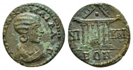 Bithynia, Nicaea Julia Mamaea, mother of Severus Alexander Assarion circa 222-235, Æ 20mm., 3.97g. Draped bust r. Rev. Hexastyle temple, with pellet i...