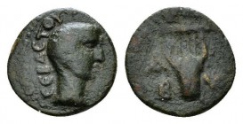 Troas, Abydos Octavian as Augustus, 27 BC – 14 AD Bronze 27 BC - 14 AD, Æ 13.5mm., 1.67g. CEBACTOY Bare head r.; crescent to right. Rev. ABY Lyre. RPC...