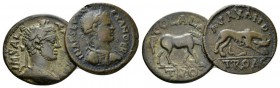 Troas, Alexandria Troas Severus Alexander, 222-235 Lot of two bronzes circa 222-235, Æ 25.5mm., 13.41g. Laureate head r. Rev. Horse grazing r. Belling...