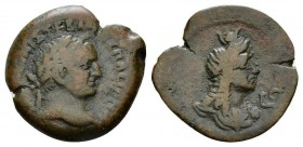 Egypt, Alexandria Vespasian, 69-79 Diobol circa 125-126 (year 10), Æ 25mm., 6.15g. Laureate, draped, and cuirassed bust r. Rev. Canopus of Osiris r. G...