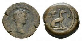 Egypt, Alexandria Hadrian, 117-138 Hemiobol circa 124-125 (year 9), Æ 14mm., 2.18g. Laureate head r. Rev. Jackal seated r., in field, LE-N. Dattari -....