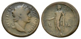 Egypt, Alexandria. Dattari. Domitian, 81-96 Diobol circa 91-92 (year 11), Æ 22.5mm., 8.25g. Laureate head r. Rev. Hermes standing l., holding corn-ear...