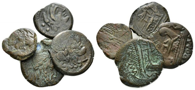 Lot of 4 Æ Spanish imitations of Roman Republican coinage Semis circa I cent., Æ...