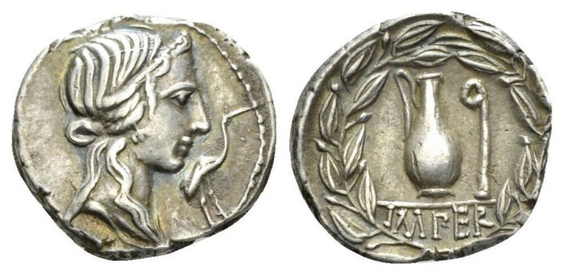 Q. Caecilius Metellus Pius Denarius circa 81, AR 19mm., 3.95g. Diademed head of ...