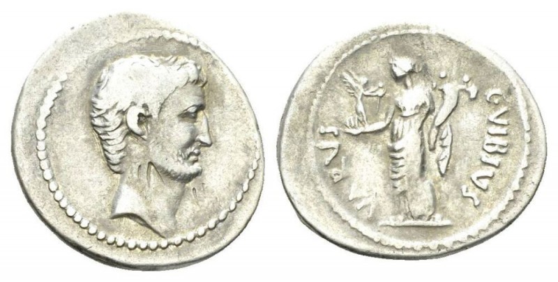 C. Vibius Varus. Denarius circa 42, AR 19.5mm., 3.77g. Head of Octavian r., with...