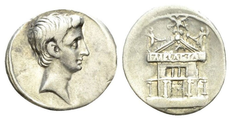 Octavian, 32 – 27 BC Denarius Brundisium and Roma (?) circa 29-27 BC, AR 20mm., ...