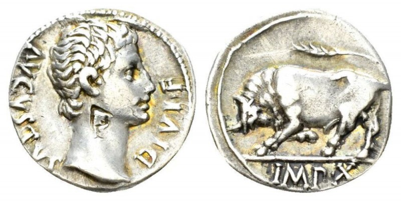 Octavian as Augustus, 27 BC – 14 AD Denarius Lugdunum circa 15-13 BC, AR 19mm., ...