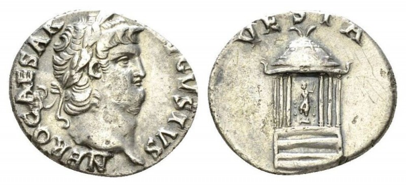 Nero, 54-68 Denarius circa 65-66, AR 18mm., 3.21g. NERO CAESAR – AVGVSTVS Laurea...