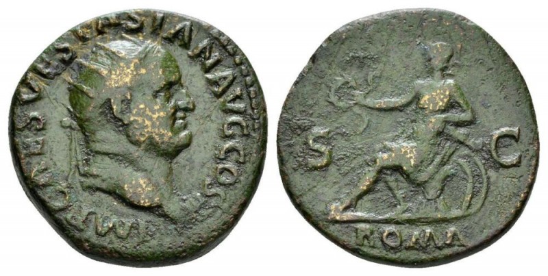 Vespasian, 69-79 Dupondius circa 71, Æ 27mm., 14.34g. IMP CAES VESPASIAN AVG COS...