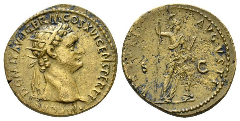 Domitian, 81-96 Dupondius circa 92-94, Æ 28mm., 11.93g. IMP CAES DOMIT AVG GERM ...