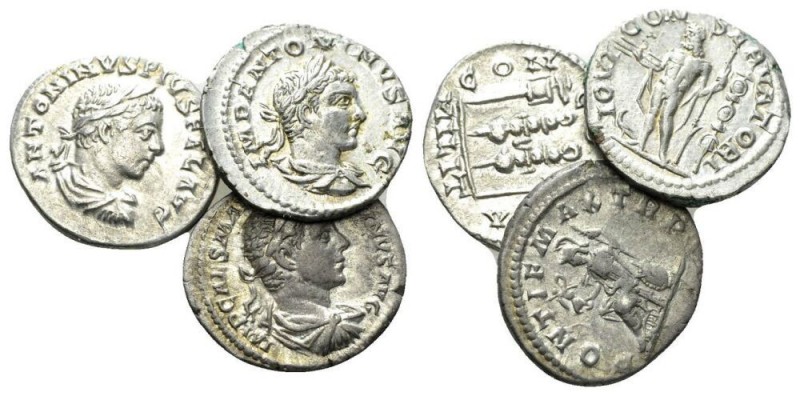 Elagabalus, 218-222 Lot of three denarii circa 218-222, AR 20mm., 9.27g. Lot of ...