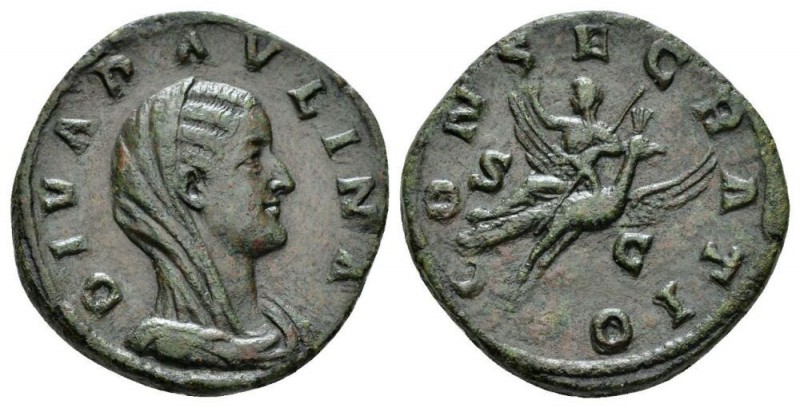 Diva Paulina. Sestertius circa 236, Æ 30.5mm., 19.81g. DIVA PAVLINA Veiled and d...