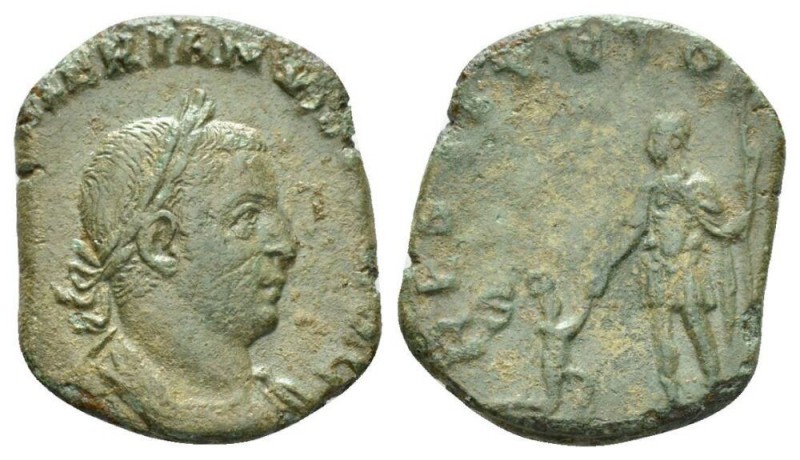 Valerian I, 253-260 Sestertius circa 256-257, Æ 24.5mm., 8.52g. Laureate and cui...