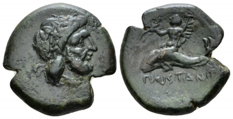 Lucania, Paestum Unit circa 264-241 first punic war, Æ 20.5mm., 6.14g. Laureate ...