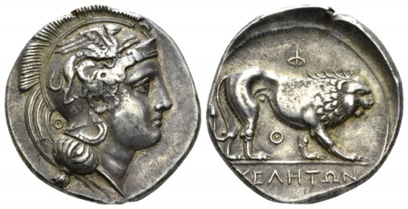 Lucania, Velia Didrachm circa 340-334, AR 21.5mm., 7.63g. Head of Athena r., wea...