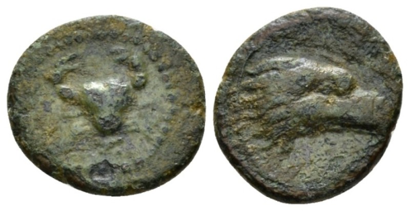 Sicily, Agrigentum Onkia circa 338-287, Æ 13.5mm., 1.67g. Crab; below, monogram....
