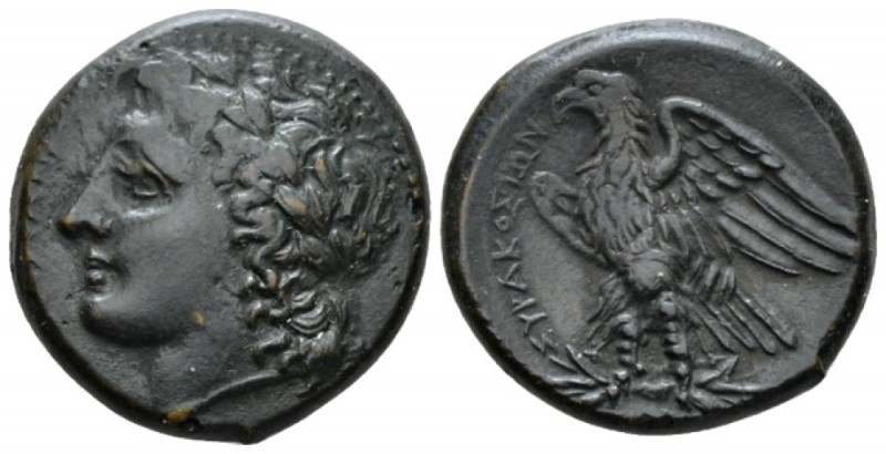 Sicily, Syracuse Bronze circa 287-278, Æ 23.5mm., 10.92g. Laureate head of Apoll...